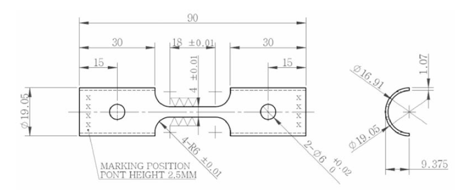 Geometry of Specimen for Tensile and Creep Test