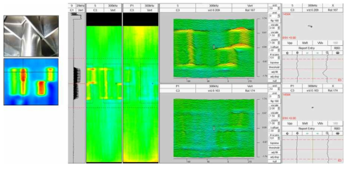 MRPC plus point coil signals of tube support plate in sound tube region, raw and process(P1) channel