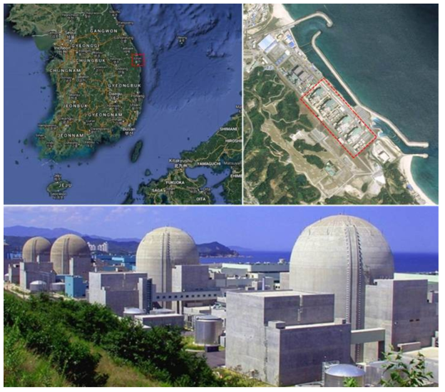 Locations and shapes of Korean typical nuclear power plants in Ulchin