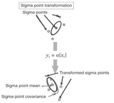 Unscented Transformation을 통한 Sigma points 생성 과정 (Candy, 2016)