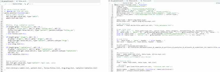 XML parser 및 ExpressionSet 구축 R 코드 예 (TCGA.db)