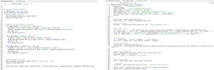 XML parser 및 ExpressionSet 구축 R 코드 예 (TCGA.db)