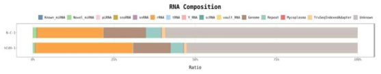 본 연구팀에서 분리한 엑소좀 내 RNA 종류별 비율 분포도