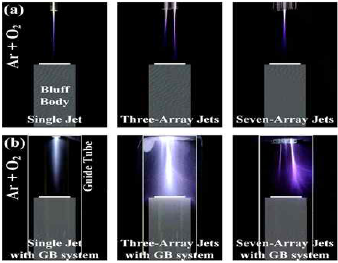 Ar 가스 이용시 다양한 변수별 플라즈마 방전 이미지