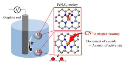 Fe-N-C 촉매의 활성점 정량 분석을 위한 시스템 도식