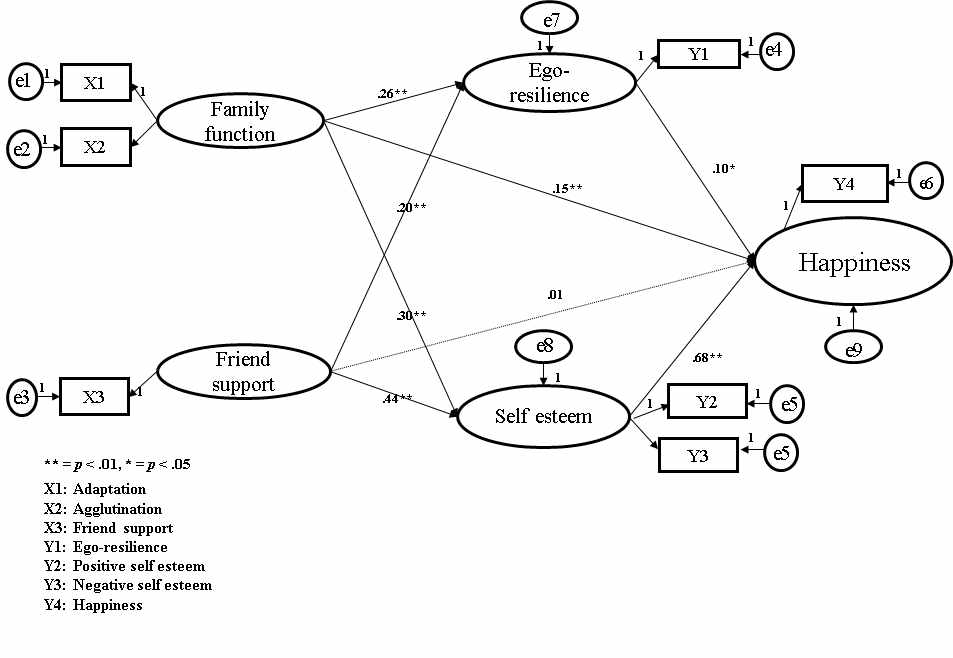 Path coefficients of modified model