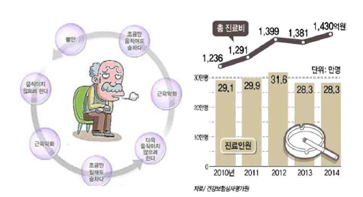 COPD환자의 악순환과 관련진료비 추이