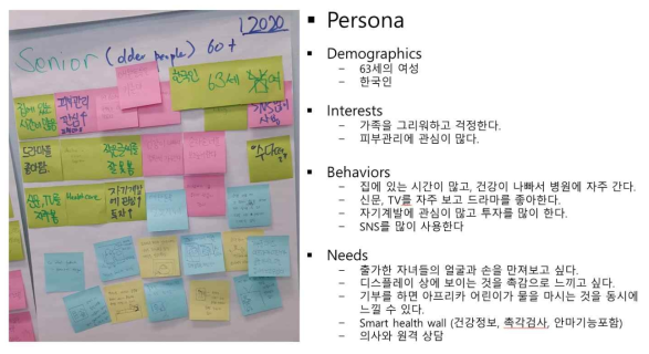 Workshop to develop older adult's persona