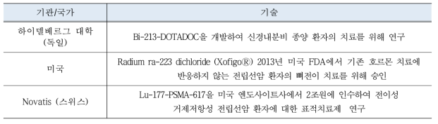 치료용 방사선의약품 현황