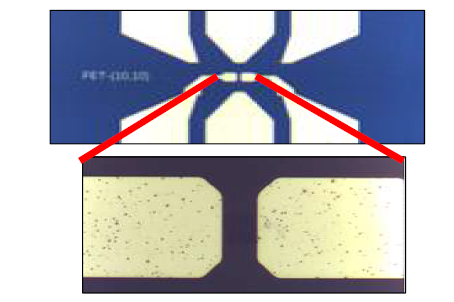 [그래핀/SiO2/나노변조그래핀] 기반 제작된 볼로미터소자 현미경 사진
