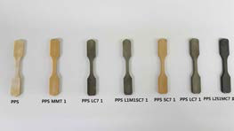 PPS 복합재료 (보강재 비율: 1wt.%) 인장 시험 시편 (ASTM D638 Type V)
