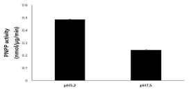 Monophosphate esterase activity of wheat phytase toward p-nitrophenyl phosphate at specific pH. Data were expressed as the mean and standard error from three experiments