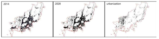 Cellular automata result of urbanization