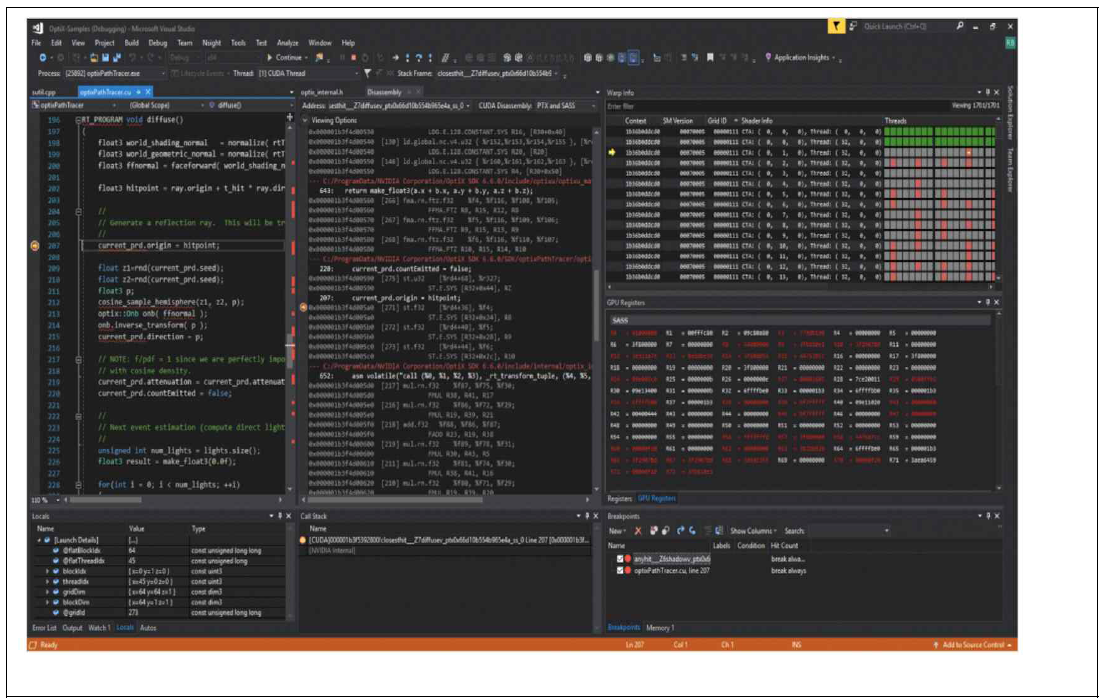 Nsight Visual Studio 실행 화면