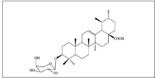 The chemical structure of ursolic acid 3-O-α-L-arabinopyranoside