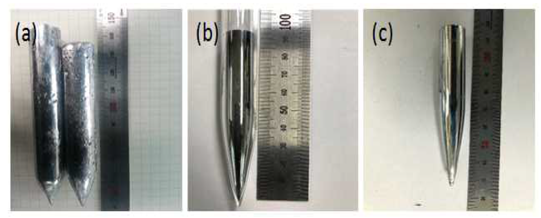 Temperature gradient growth (TGG)법에서 석영관 세척법, 석영관 형상 등에 따른 Tellurium 잉곳 형상