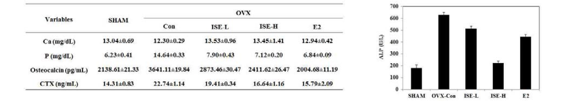 Effect of ISE on metabolic parameters related to bone loss in OVX rats