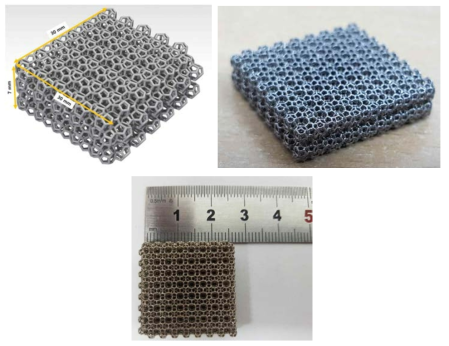 금속으로 3D 출력된 규칙적 발포금속