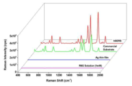 라만 SERS 상용기판과 개발된 기판의 비교