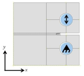 Illustration of boundary conditions for the crack propagation analysis