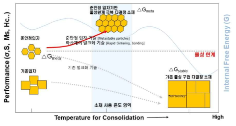 준안정 입자 기반 다결정 벌크 미세조직 구현 개념