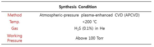 2D 광전소재를 합성하기 위한 상압 플라즈마 공정 조건