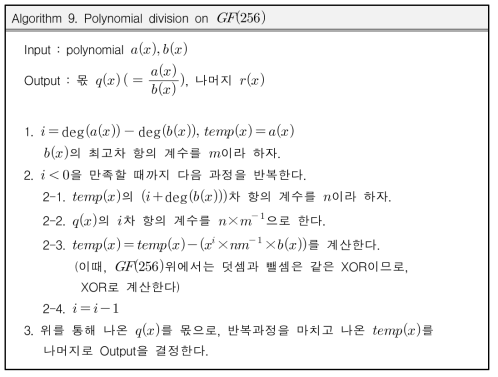 Polynomial division on GF(256)
