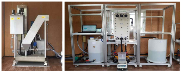 파일럿 플랜트 전처리(좌) 및 막증류(우) 장치
