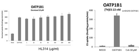 HL314의 OATP1B1 매개 docetaxel 수송 활성에 대한 영향