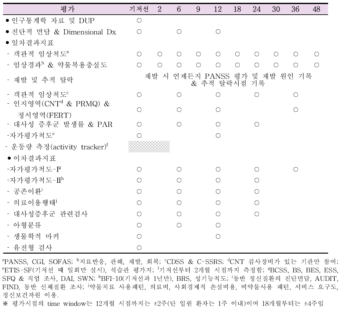 평가 내용 및 일정(개월)