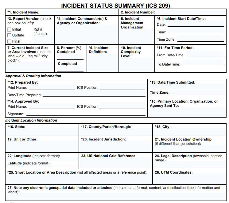 NIMS의 status report 예시