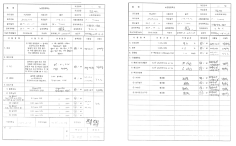 HL314의 원료성적서