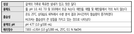 HL314의 물리화학적 성질