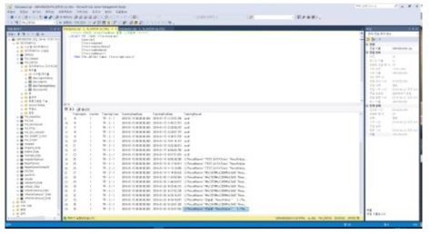 훈련결과 DB 개발화면 예시