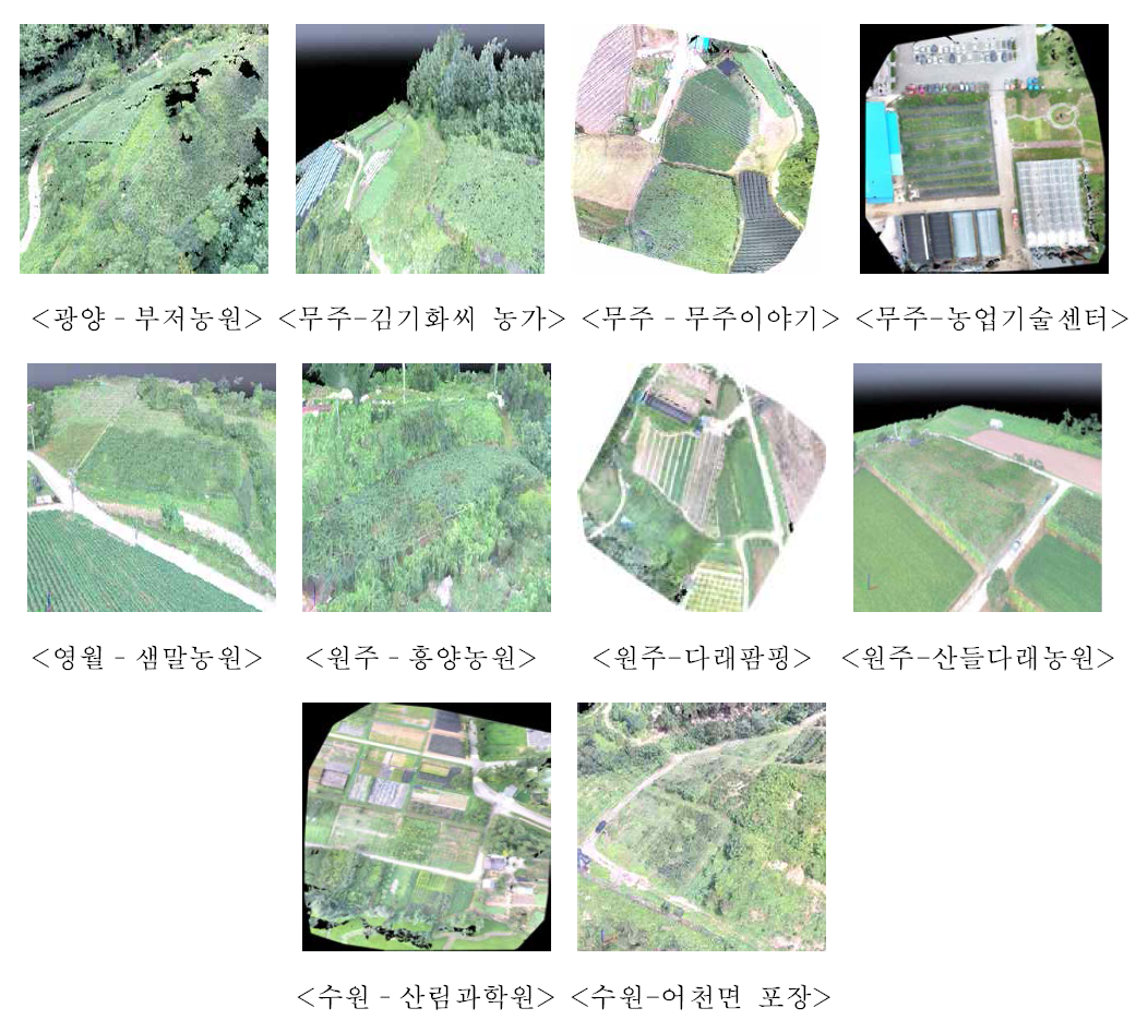 드론 촬영 이미지를 이용한 각 지역별 토종다래 농원의 3D map