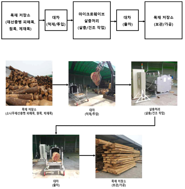 마이크로웨이브 살충처리시스템의 살충처리 흐름도