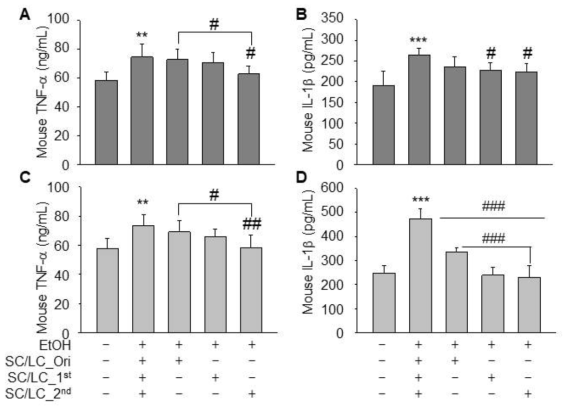 Anti-inflammatory effects of processed Schisandra chinensis(SC) and Lycium chinense(LC) on Chronic alcoholic stomach and liver damage mice