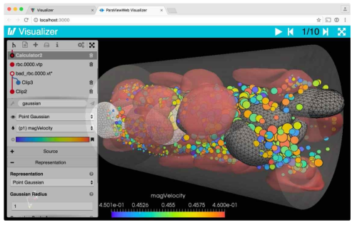 Visualization Result on the web using a ParaViewWeb