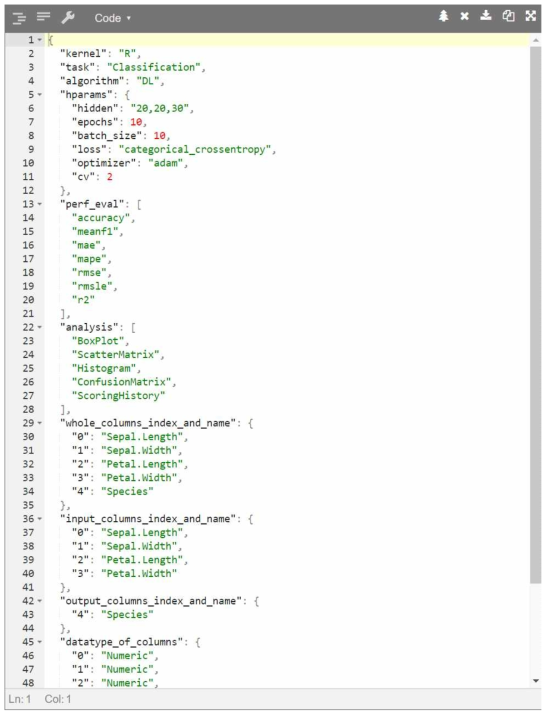 An example of the generated JSON file