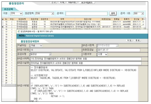 List of e-Gate DB Business Rule for Quality Control