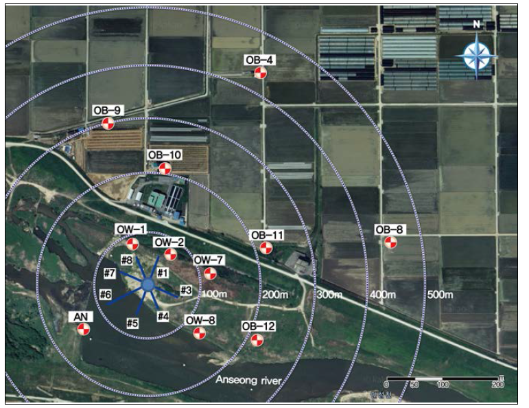 방사형집수정 관측망 구축 위치도