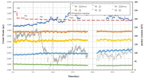 분산압축형 앵커 그라우트 장기계측 결과