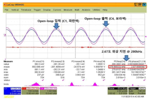 제작한 자가 발전기 회로 기반 액상동작 나노공진기 소자 구동/감지 회로 칩 Open-loop Phase Delay 측정 결과