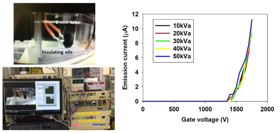 직경 2 mm 생체 치료용 엑스선 튜브의 아노드 전압에 따른 전계 방출 특성 비교