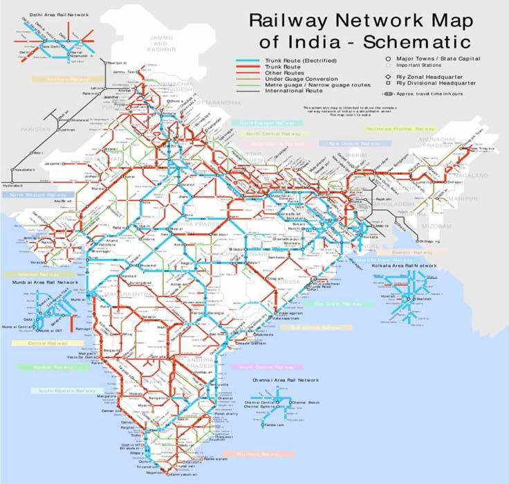 Railway Network Map of India (*출처 : 인도 철도원)
