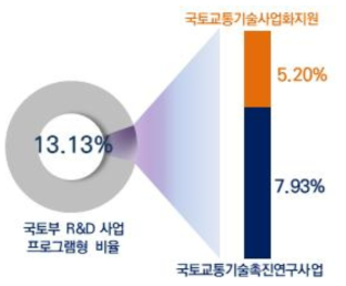 국토교통부 R&D 중 프로그램형 비율(`19)