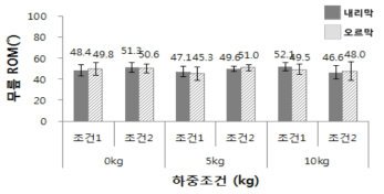 Assist, Brake, Speed 설정 조건 따른 무릎 ROM (RT2)