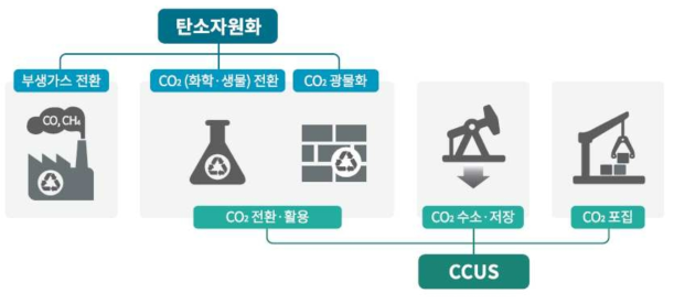 탄소자원화와 CCUS 개념도