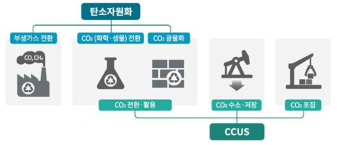 탄소자원화와 CCUS 개념도