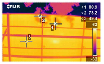 동작중인 태양전지 모듈 내부 온도 분포